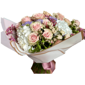 Rosas y hortensias